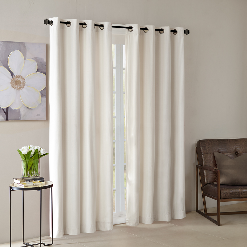 

Madison Park - Monroe Solid Velvet Window Panel - Ivory - 50x95