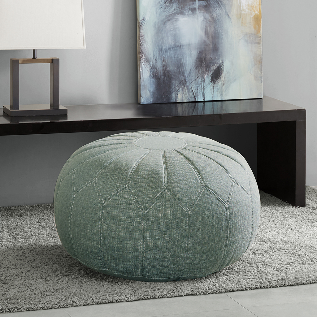 

Madison Park - Kelsey Round Pouf Ottoman - Seafoam - See below