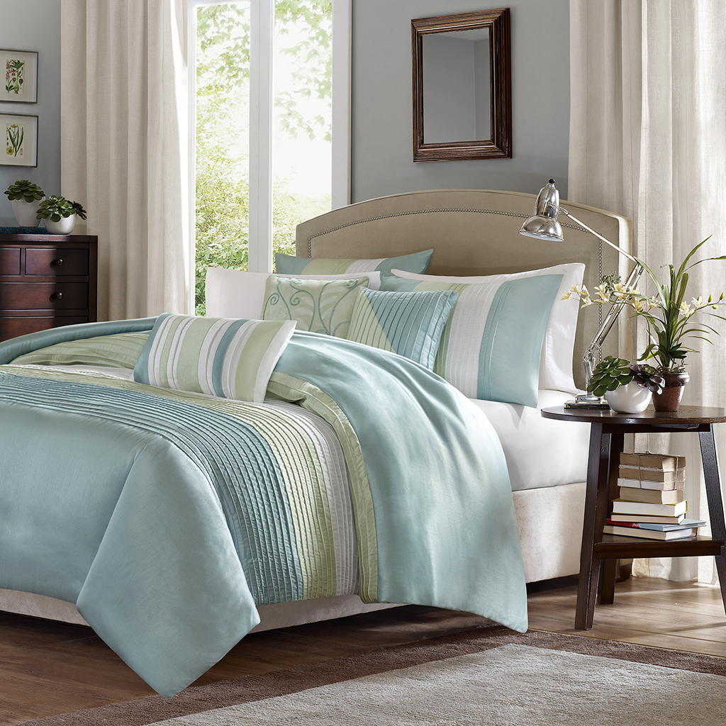 

Madison Park - Amherst 6 Piece Duvet Cover Set - Green - Full/Queen