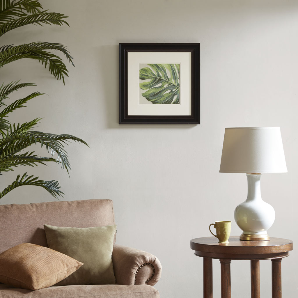 

Harbor House - Monstera Leaf Decorative Embroidery Wall Art Botanical - Green - See below