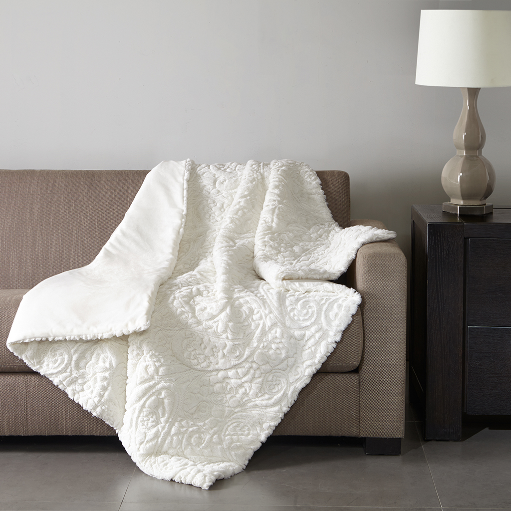 

Madison Park - Norfolk Ultra Plush Down Alternative Throw - Ivory - 50x60