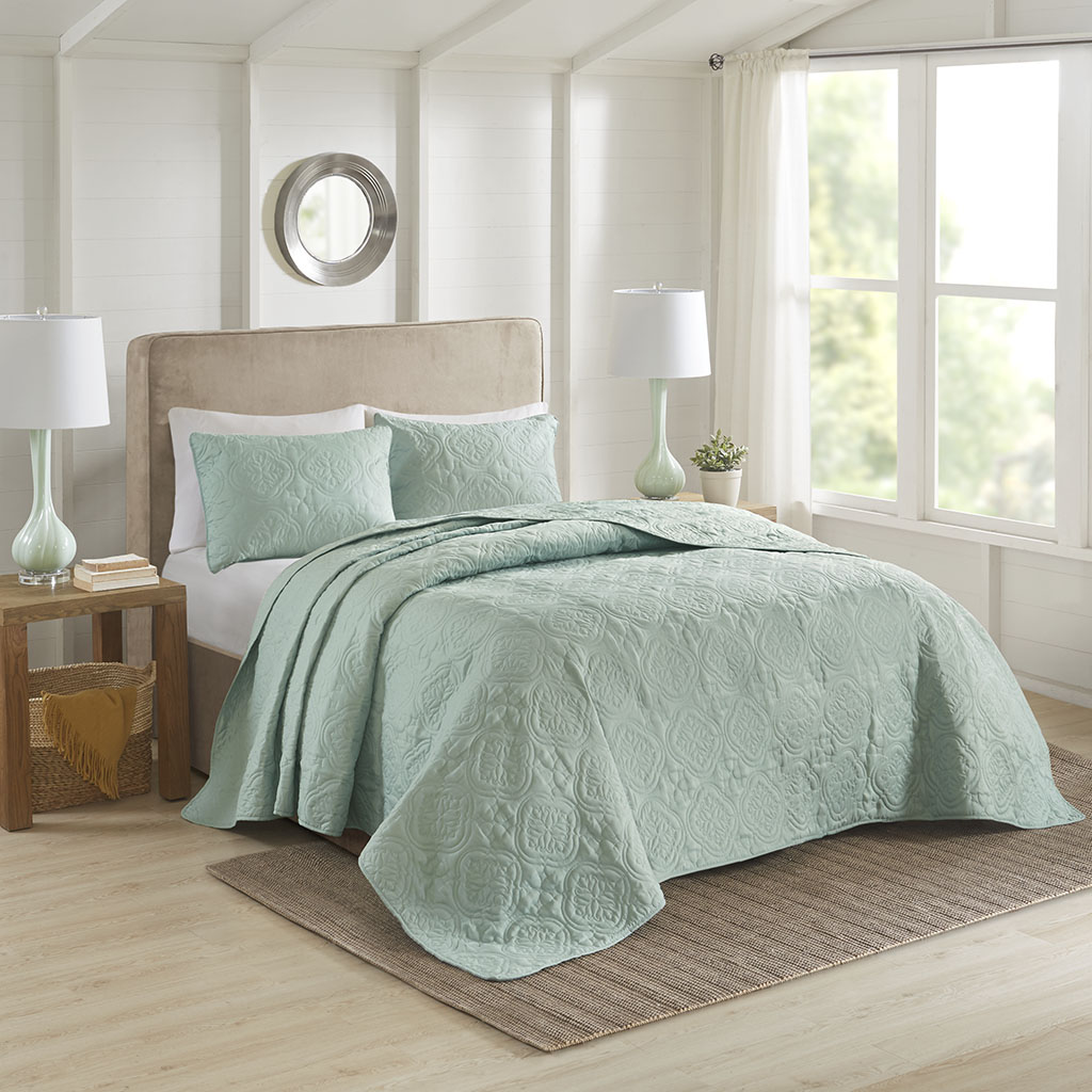 

510 Design - Oakley 3 Piece Reversible Bedspread Set - Seafoam - Full/Queen