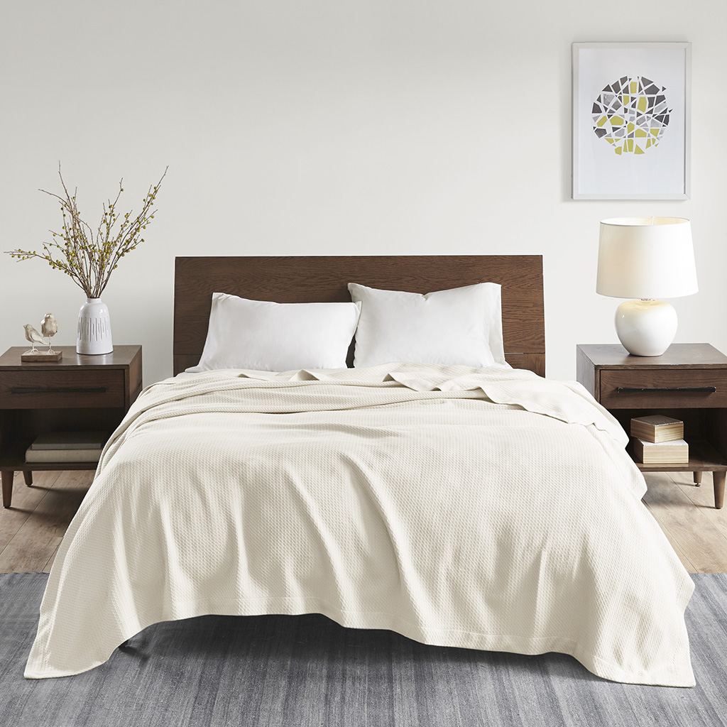 

Madison Park - 100% Certified Egyptian Cotton Blanket - Ivory - Twin