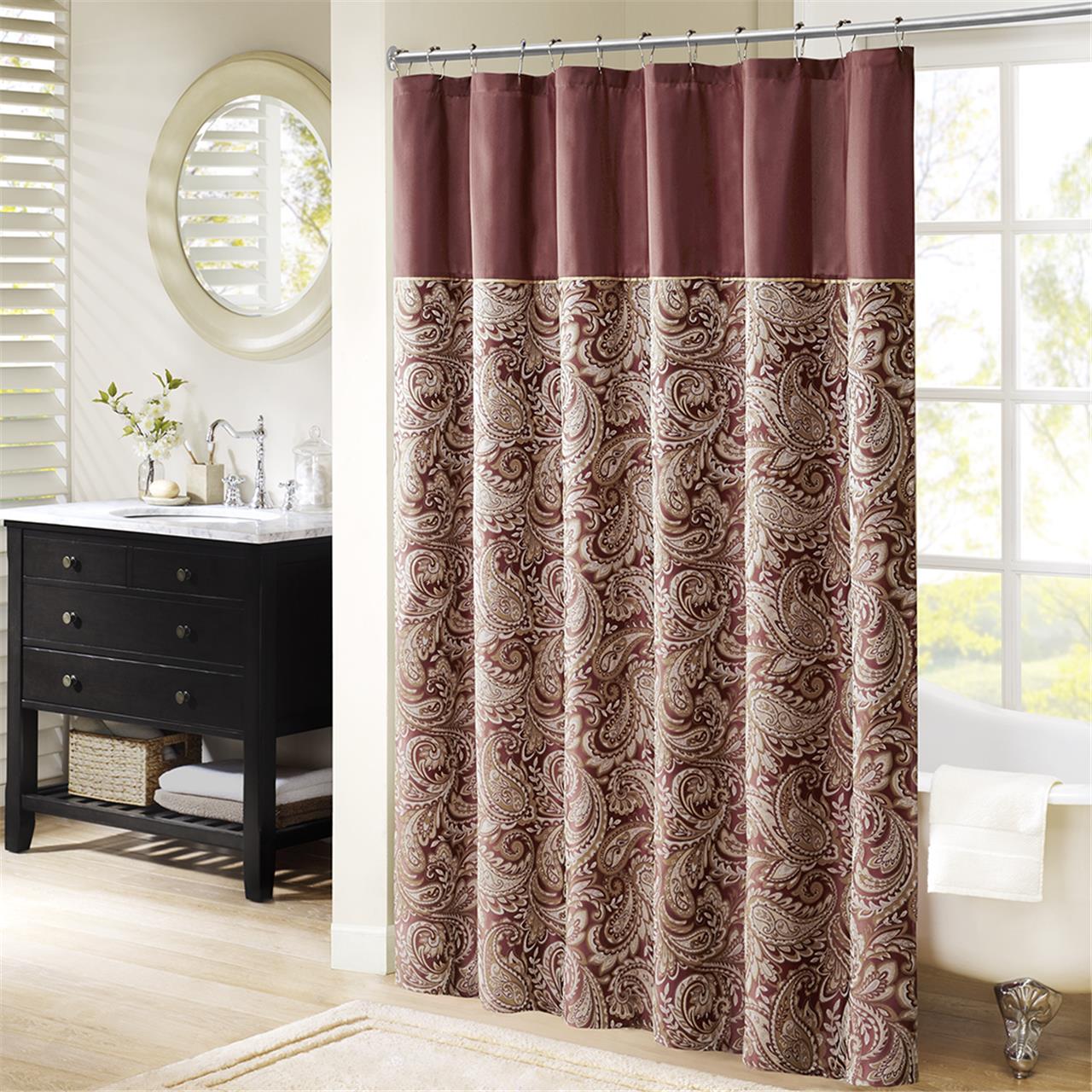 

Madison Park - Aubrey Jacquard Shower Curtain - Burgundy - 72x72
