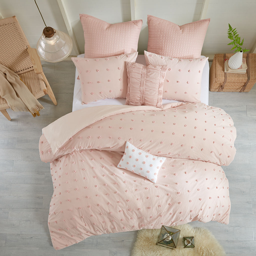 

Urban Habitat - Brooklyn Cotton Jacquard Duvet Cover Set - Pink - King/Cal King