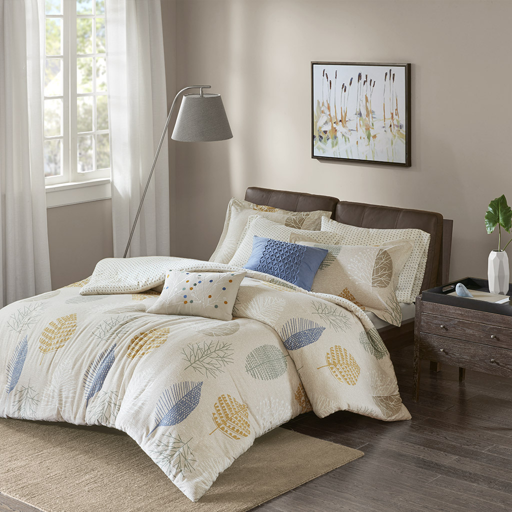 

Madison Park - Mina Cotton Flannel Duvet Cover Set - Blue - King/Cal King