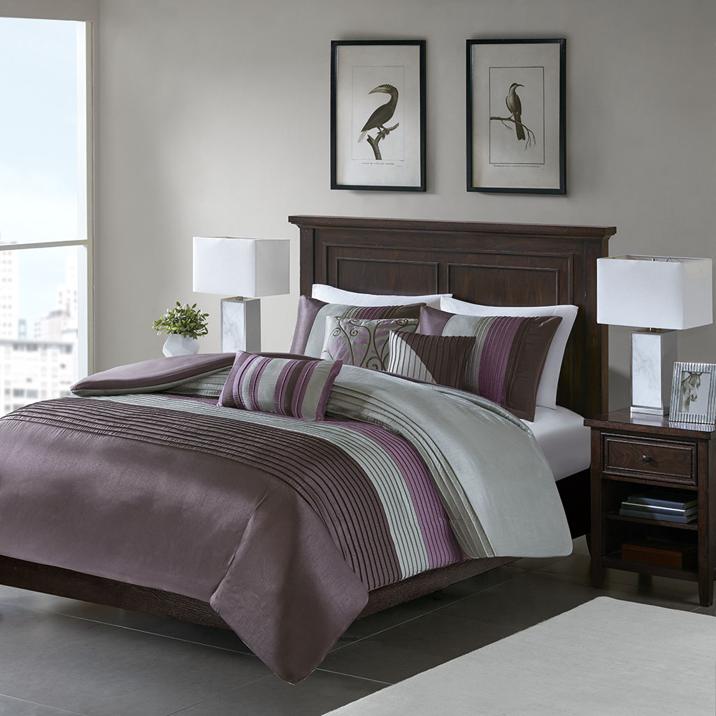 

Madison Park - Amherst 6 Piece Duvet Cover Set - Purple - King/Cal King