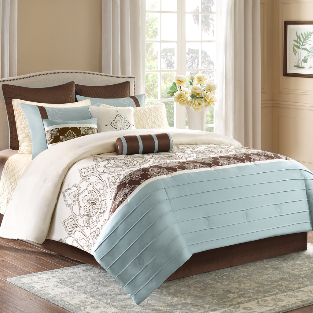 

Madison Park - Temsia 12 Piece Charmeuse Comforter Set - Blue - King