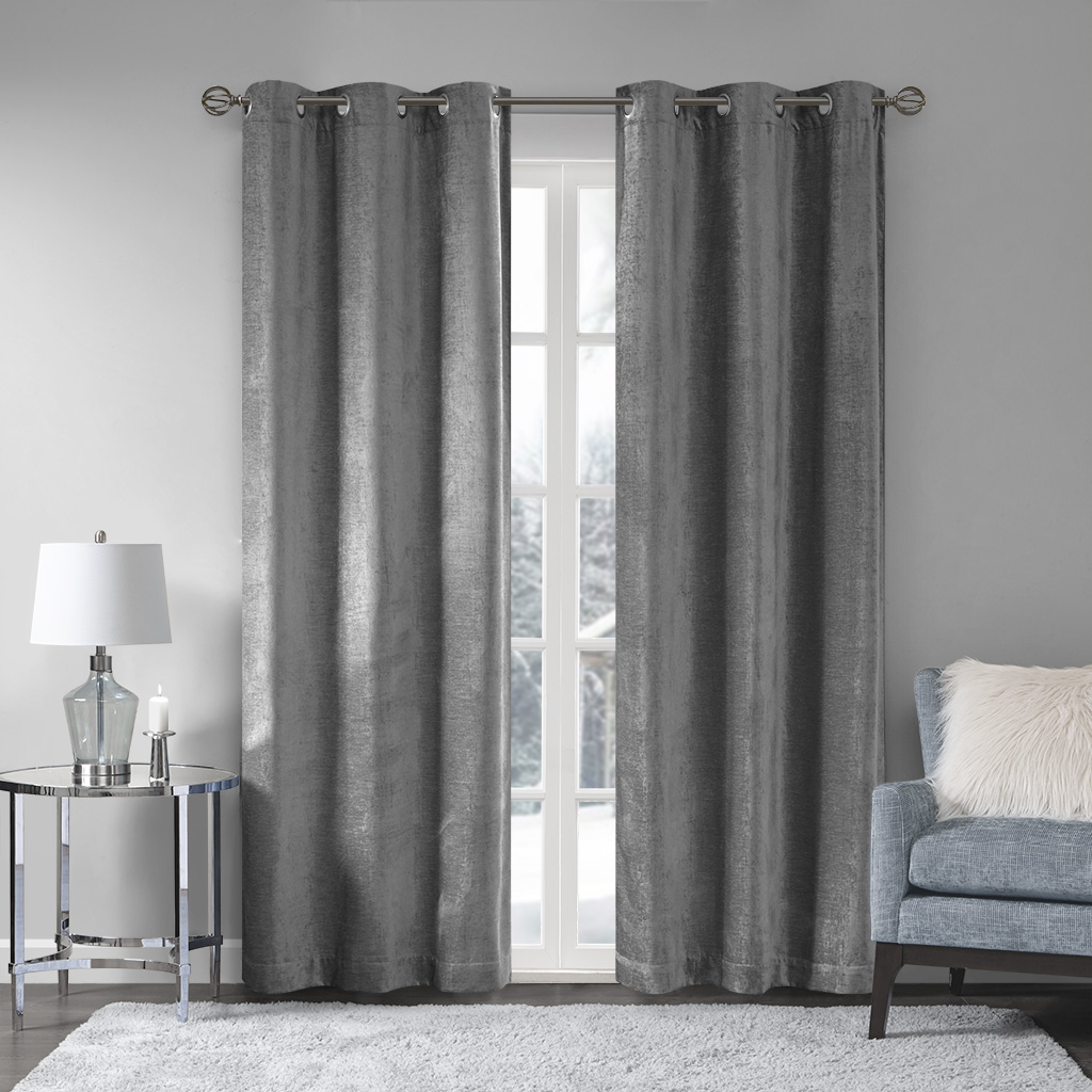 

Madison Park - Luxe Chenille Window Curtain Pair - Grey - 95" Panel
