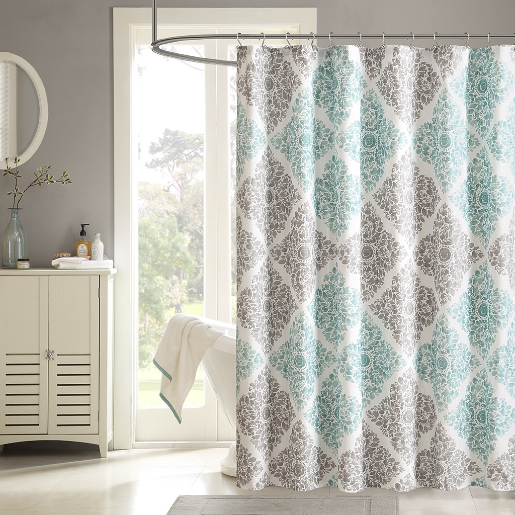 

Madison Park - Claire Printed Shower Curtain - Aqua - 108x72