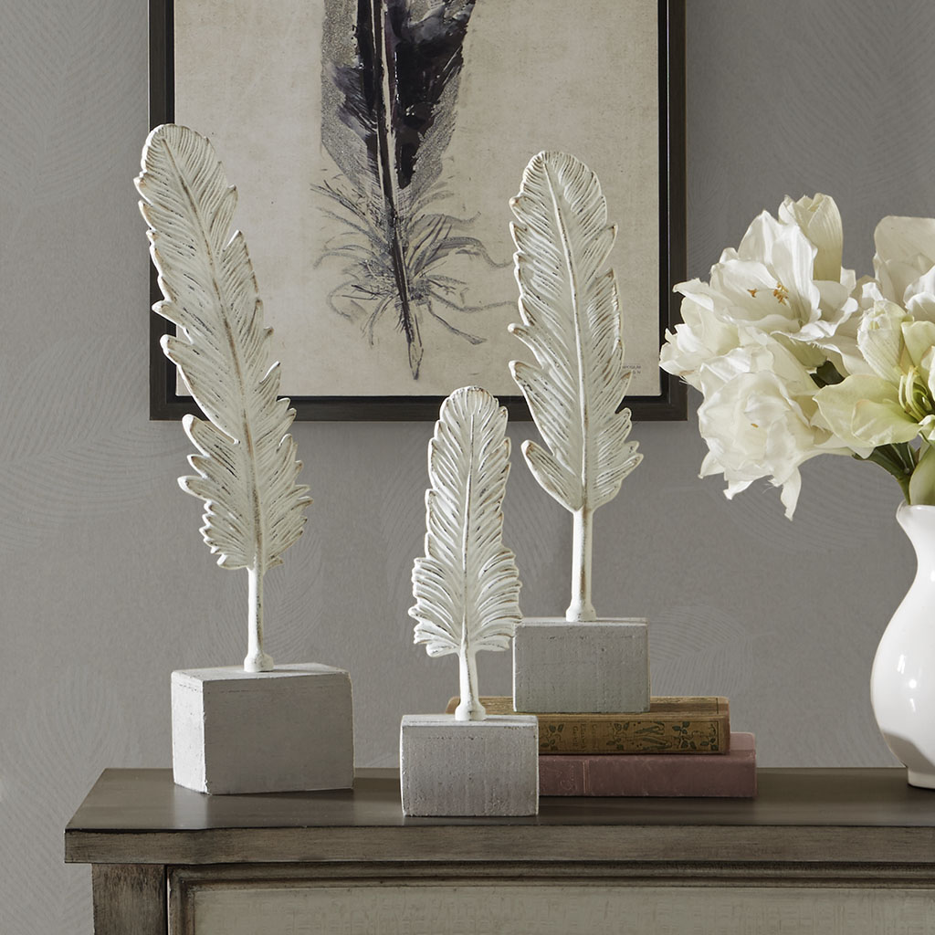 

Madison Park - Plume Metal Table Decor - White - Small