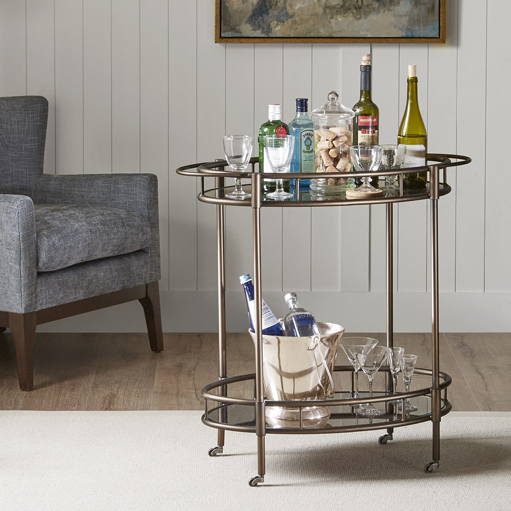 

Madison Park - Claiborne Bar Cart - Bronze - See below