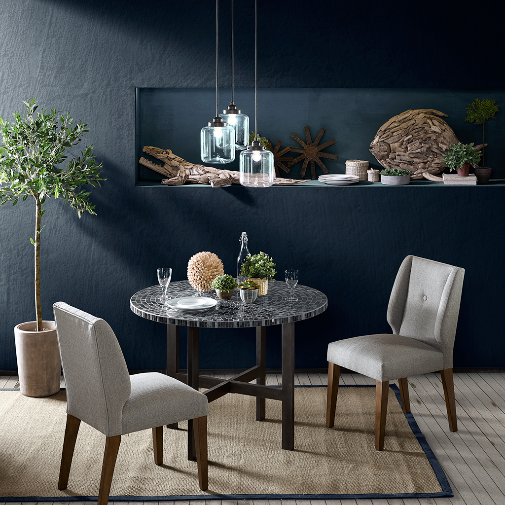 

INK+IVY - Mosaic Round Dining Table - Grey Blue/Gunmetal - See below