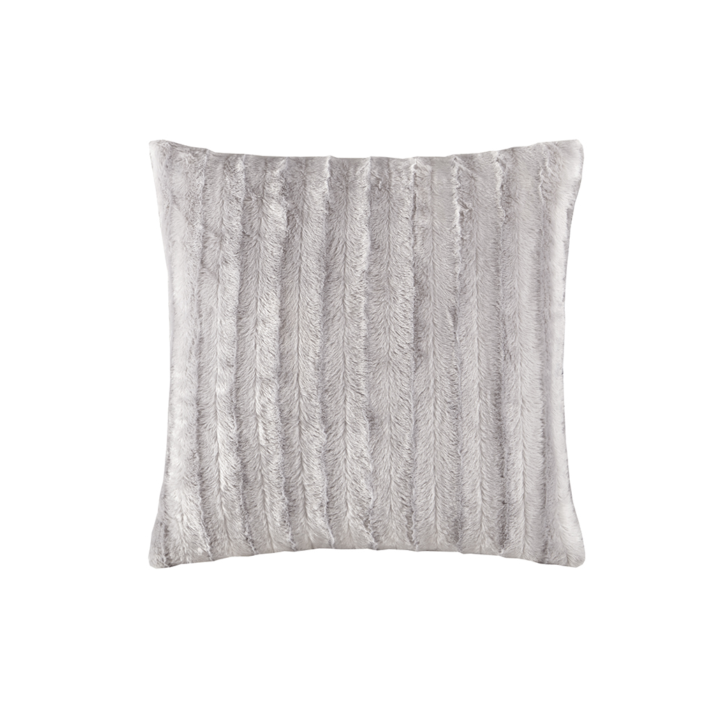 

Madison Park - Duke Faux Fur Square Pillow - Grey - 20x20