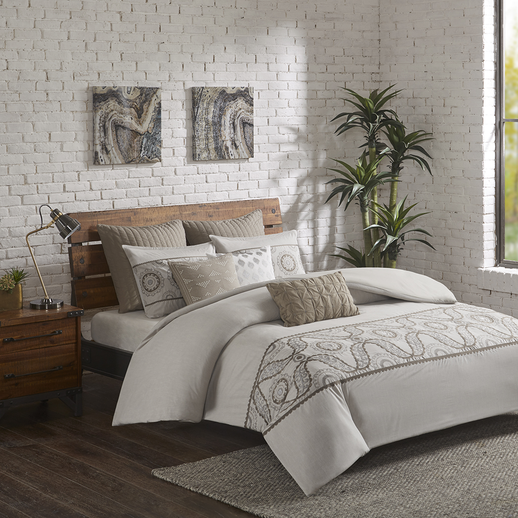 

INK+IVY - Anira 3 Piece Cotton Duvet Cover Mini Set - Grey - King/Cal King