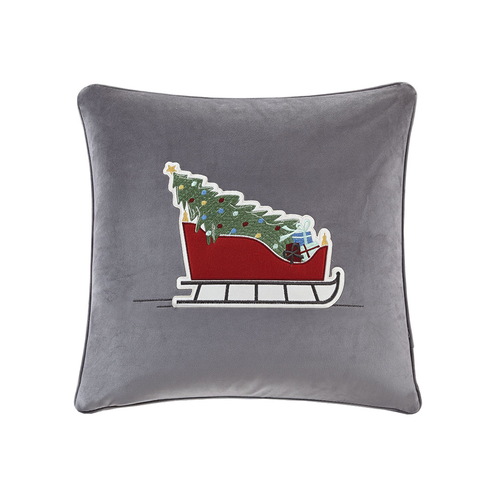 

Madison Park - Holiday Sleigh Ride Square Dec Pillow - Grey - 20x20