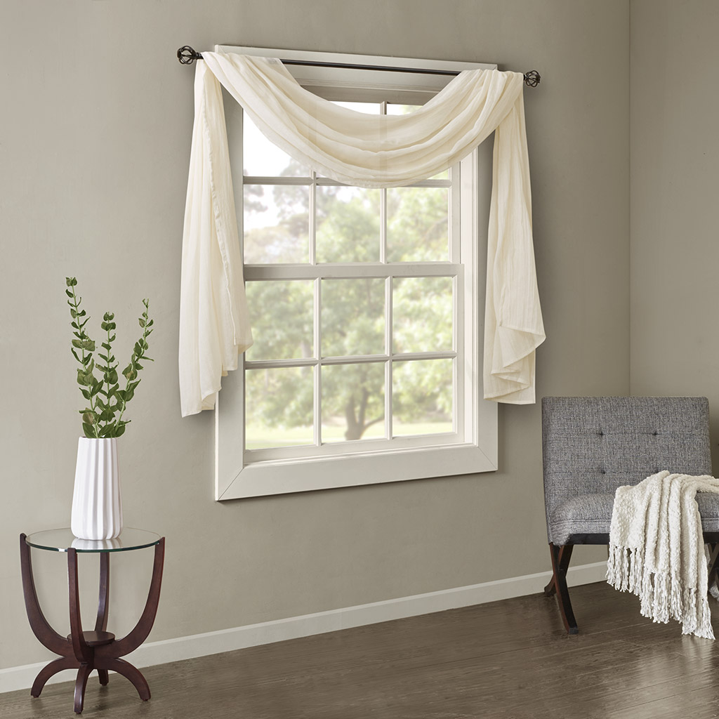 

Madison Park - Harper Solid Crushed Scarf Sheer - Cream - 42" x 216