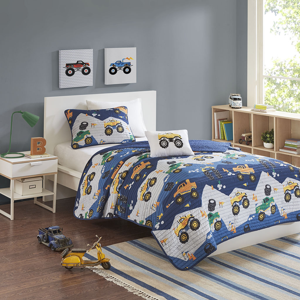 

Mi Zone Kids - Nash Reversible Coverlet Set - Blue - Full/Queen