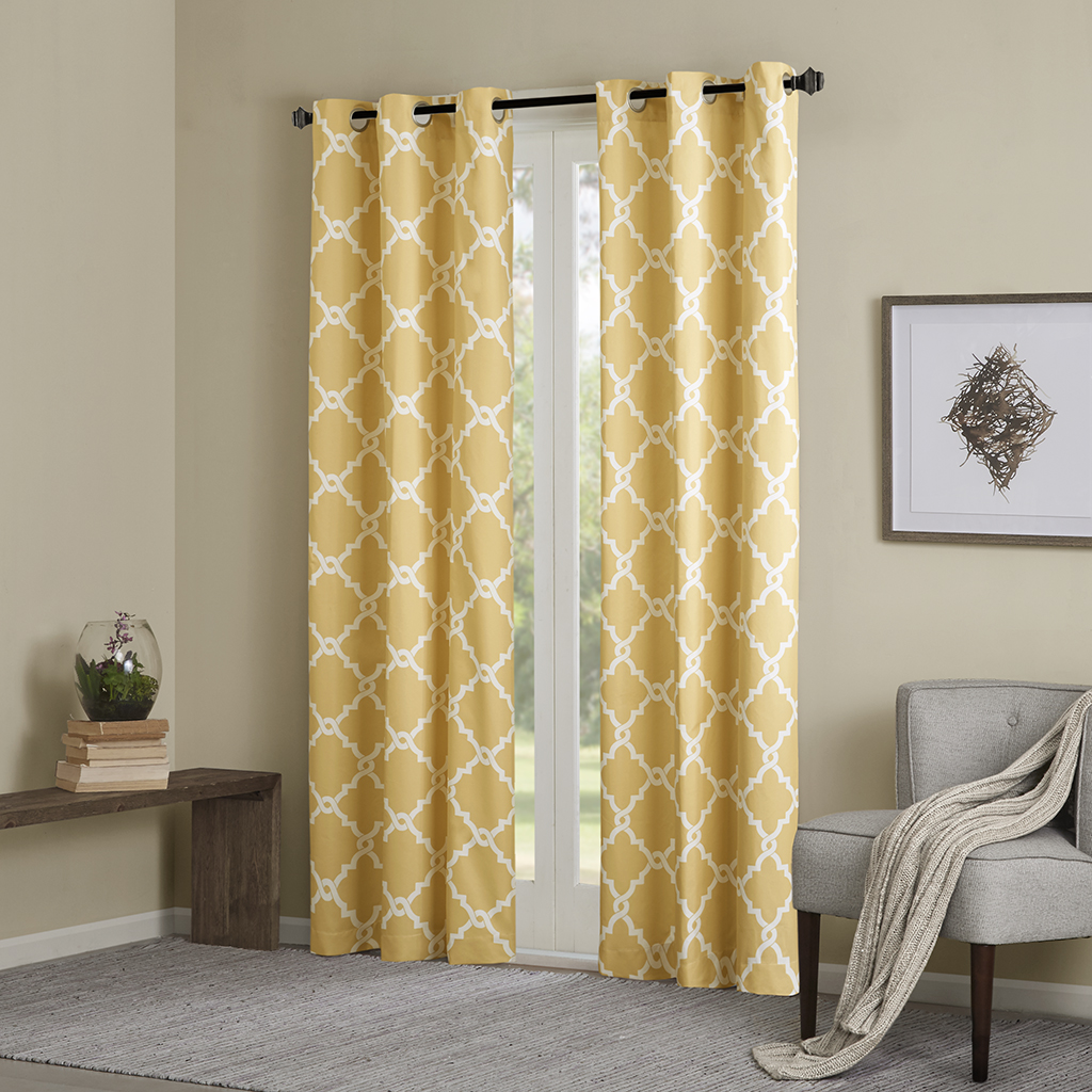 

Madison Park Essentials - Merritt Fretwork Printed Window Panel Pair - Yellow - 63" Panel