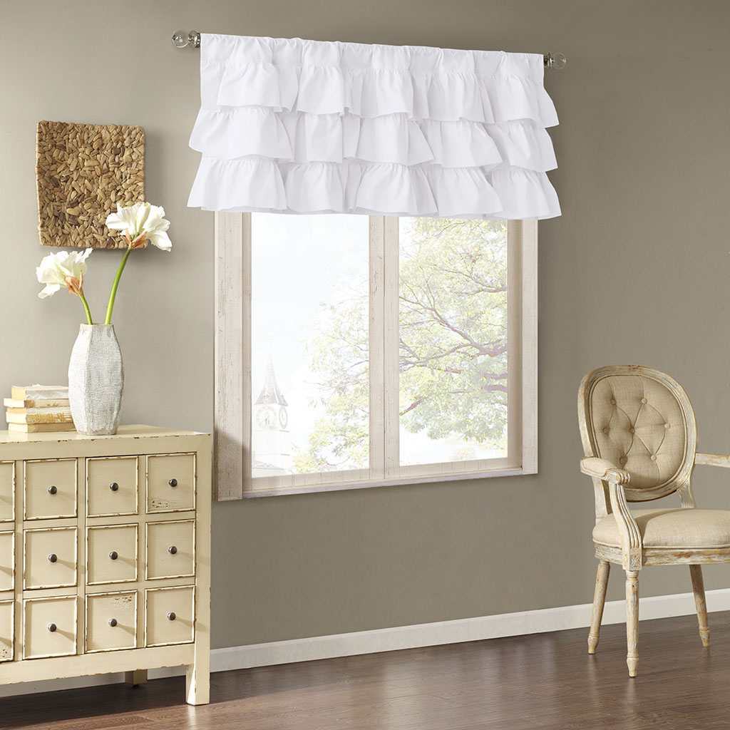 

Madison Park - Anna Cotton Oversized Ruffle Valance - White - 50x18