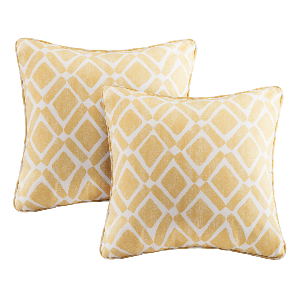 

Madison Park - Delray Diamond Printed Square Pillow Pair - Yellow - 20x20