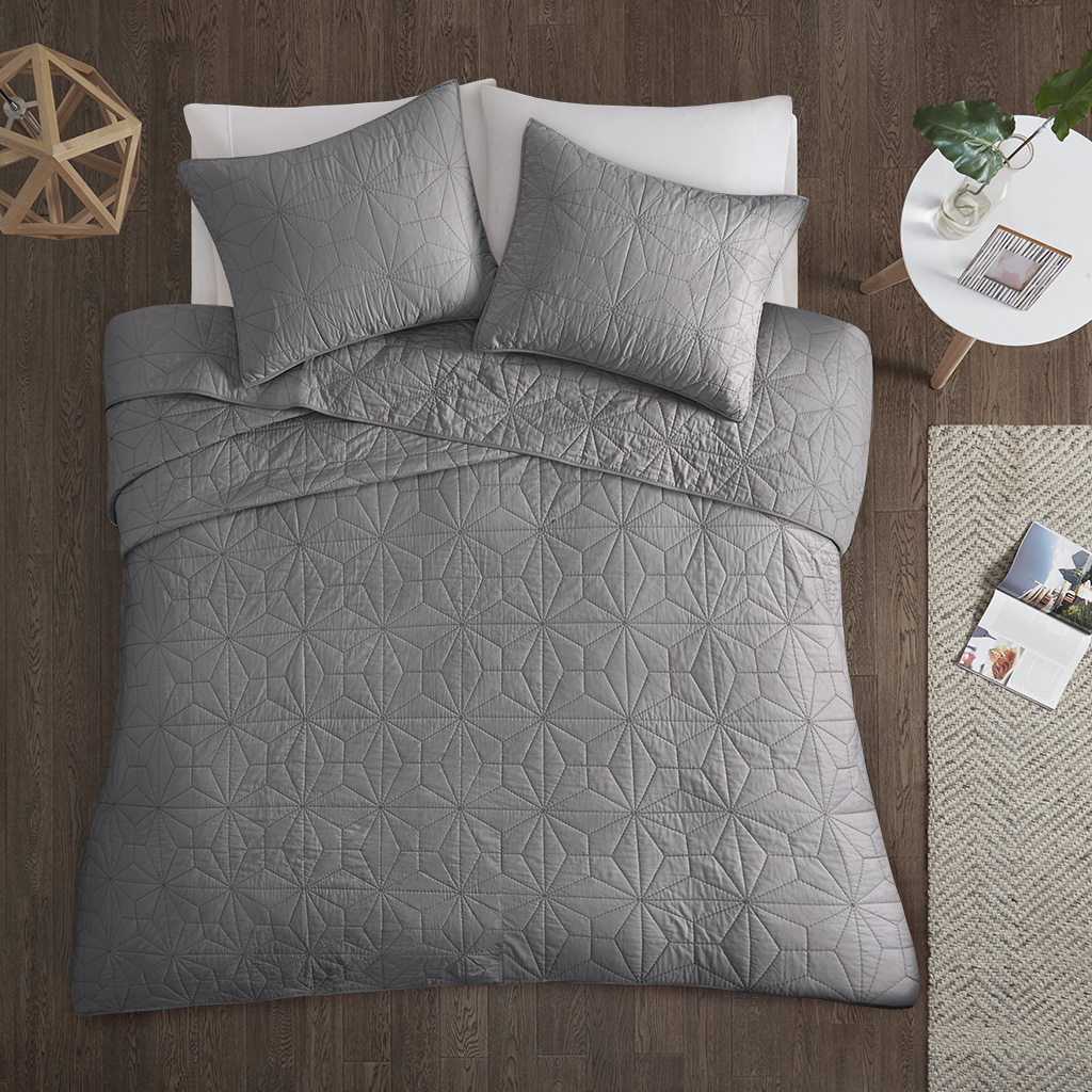 

Urban Habitat - Caden 3 Piece Cotton Coverlet Set - Grey - Full/Queen