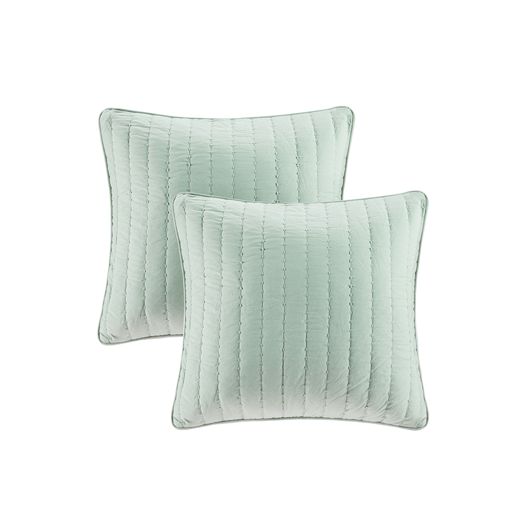 

Madison Park - Camila Quilted Cotton Square Pillow Pair - Seafoam - 20x20