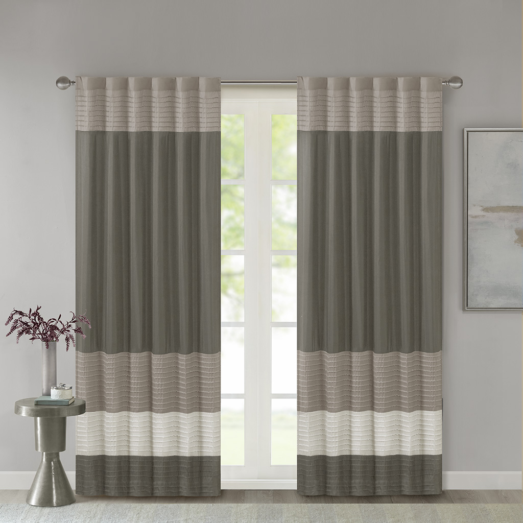 

Madison Park - Amherst Polyoni Pintuck Window Curtain - Natural - 84" Panel