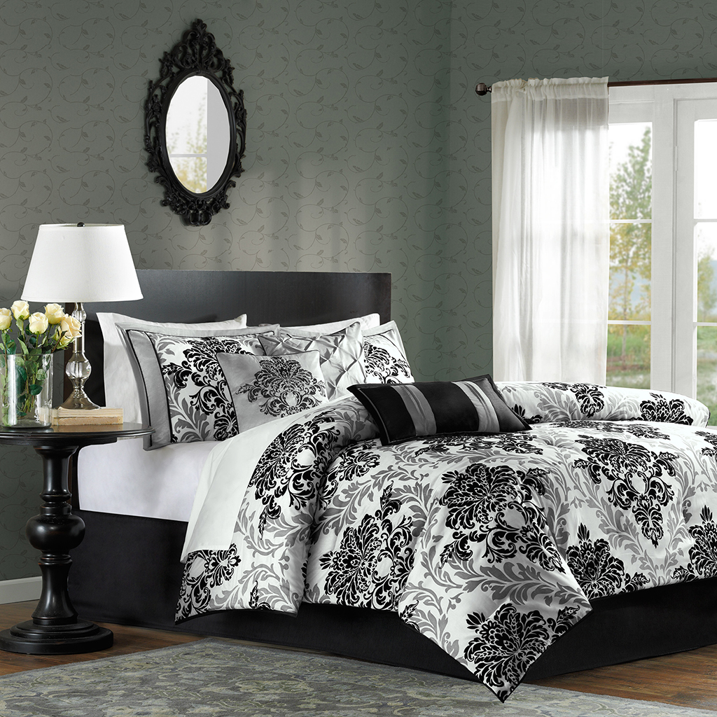 

Madison Park - Bella 7 Piece Comforter Set - Black - Queen