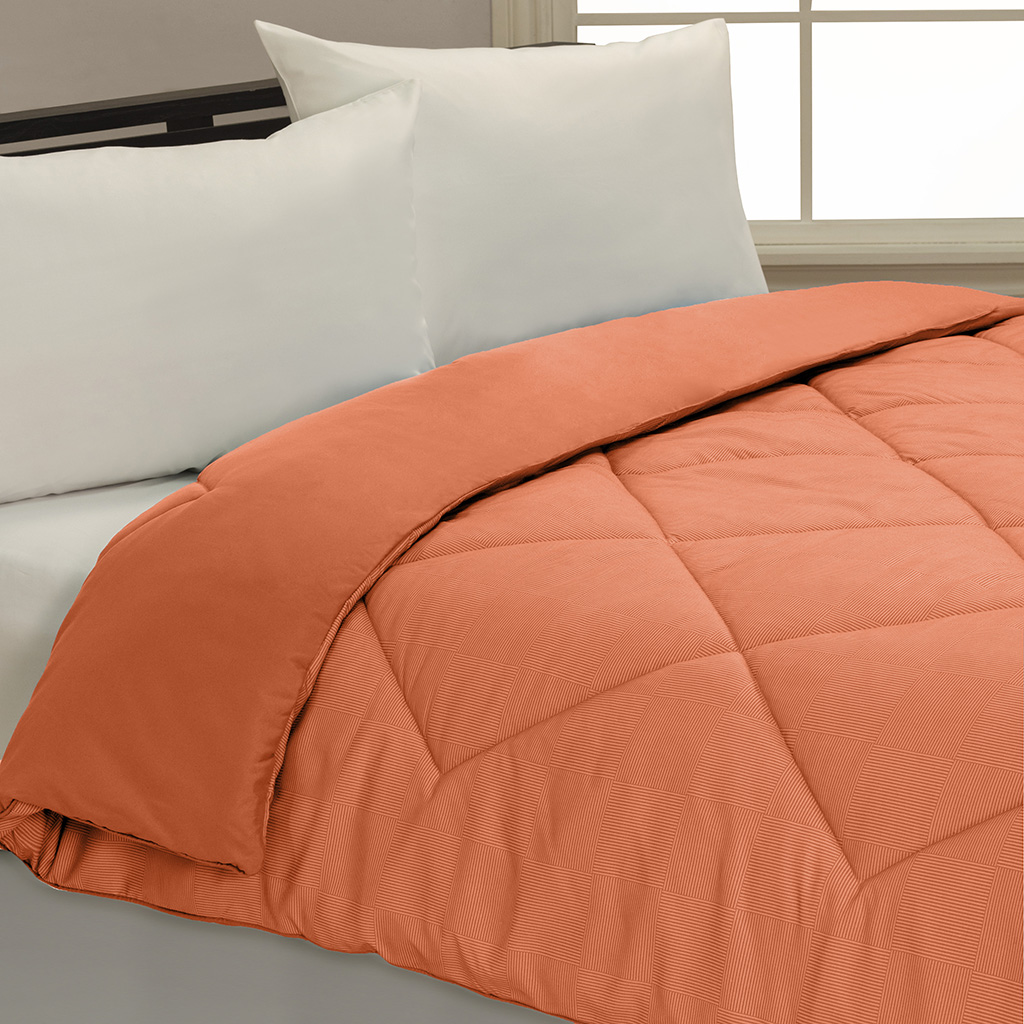 

Main Street - Crosshatch Brushed Microfiber Printed Comforter - Orange - Full/Queen