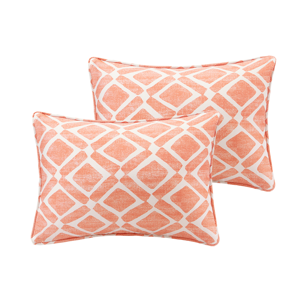 

Madison Park - Delray Diamond Printed Oblong Pillow Pair - Orange - 14x20