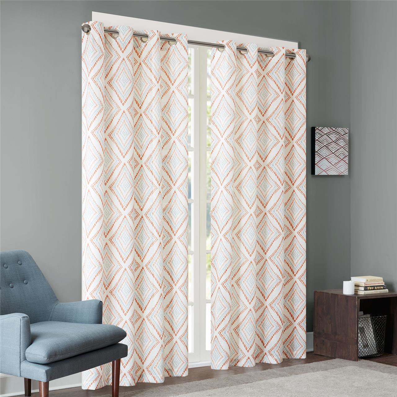 

INK+IVY - Bas Printed Etched Diamond Panel - Spice - 95" Panel