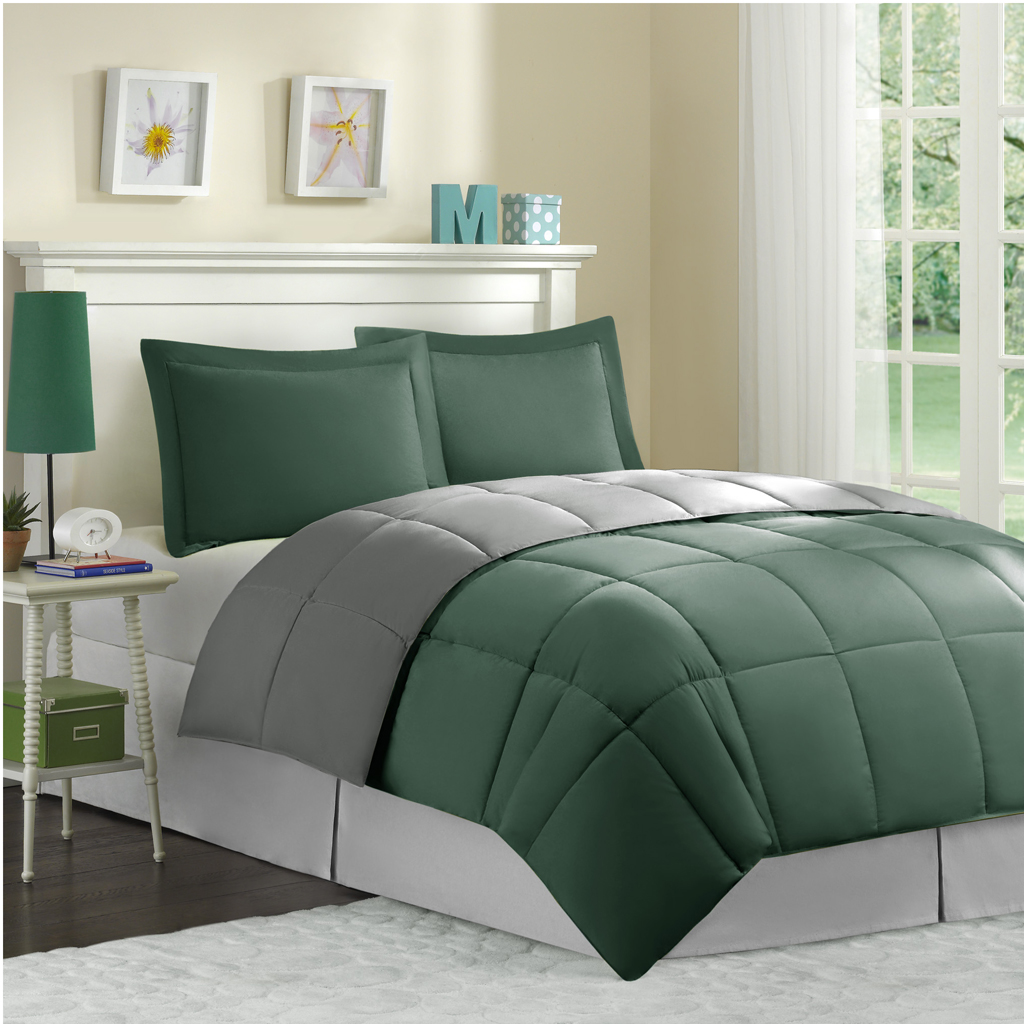 

Mi Zone - Stipple Stripe Down Alternative Comforter Mini Set - Green - Full/Queen