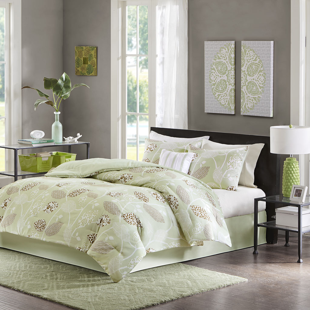 

Home Essence - Darcy 7 Piece Comforter Set - Green - King