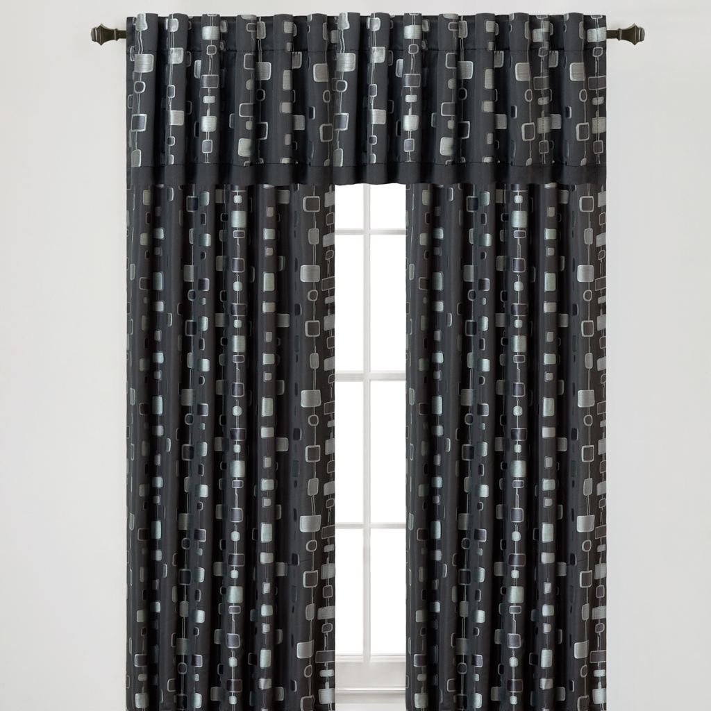 

Madison Park - Modern Squares Eco Friendly Curtain - Black - 84" Panel