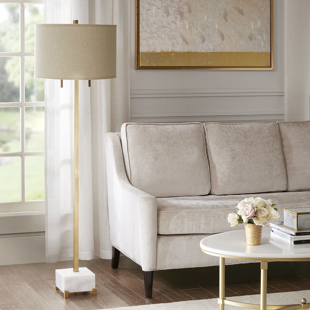 

Madison Park Signature - Leyton Floor Lamp - White/Gold - See below