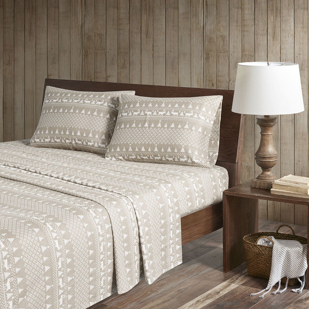 

Woolrich - Flannel Cotton Sheet Set - Tan Winter Frost - Queen