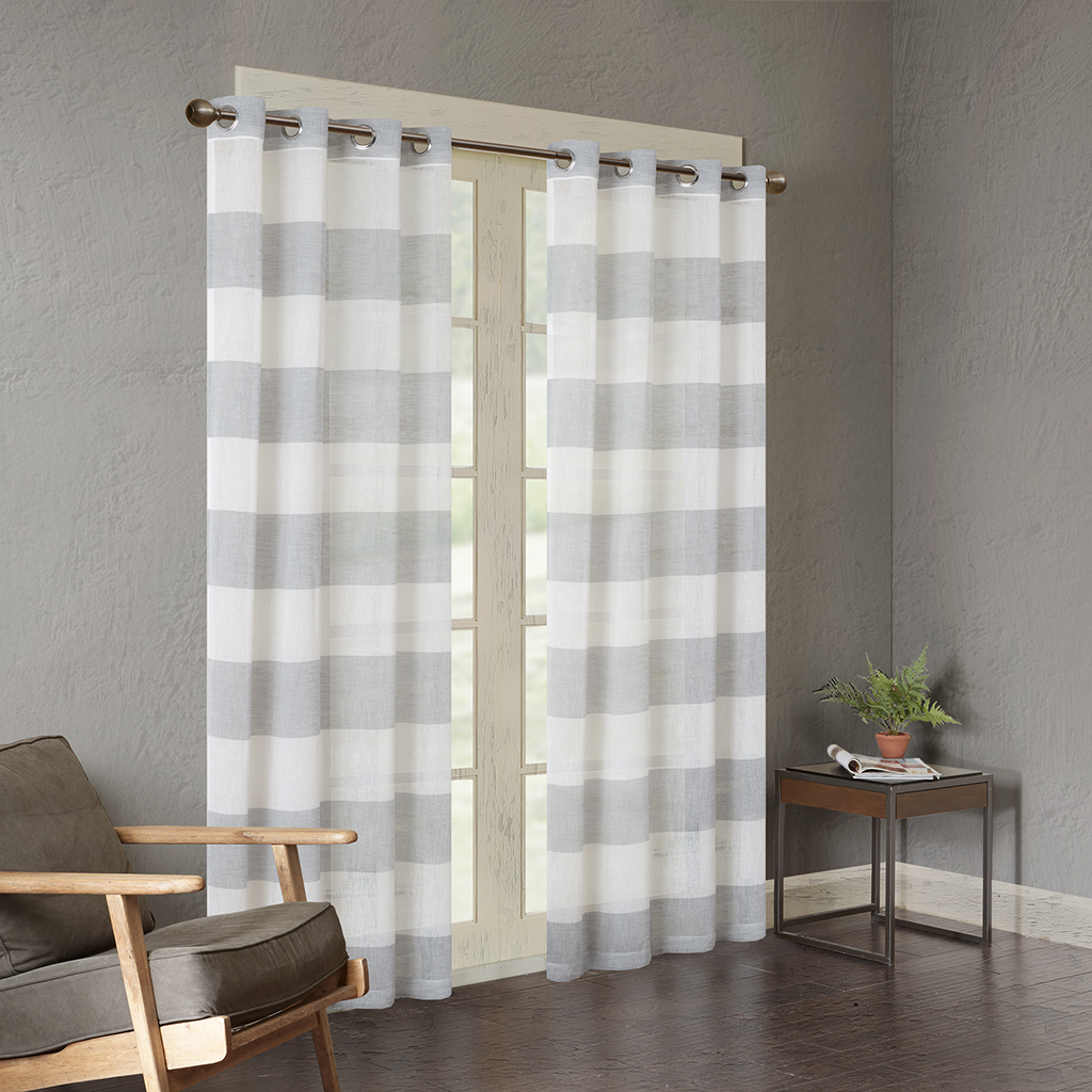 

Urban Habitat - Mason Yarn Dyed Woven Sheer Window Panel - Grey - 84" Panel