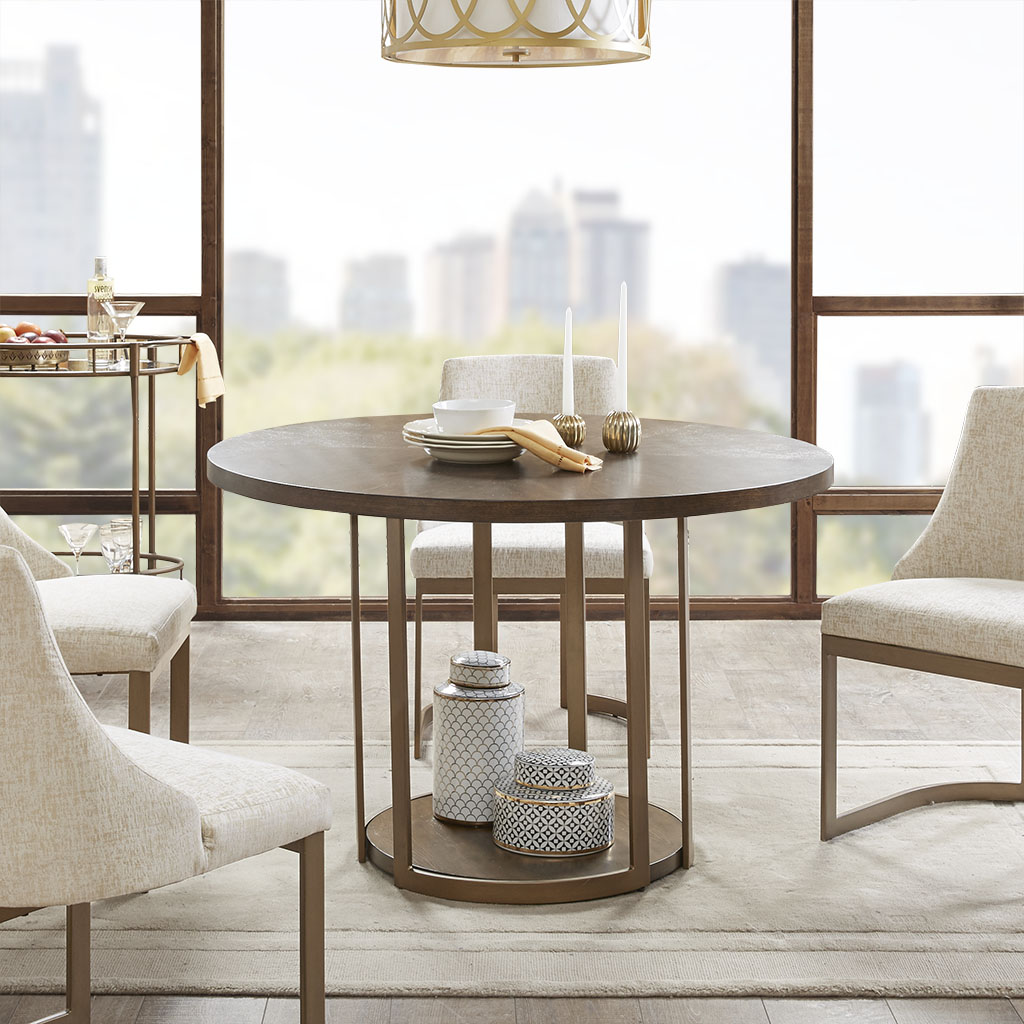 

Madison Park - Bryce Dining Table - Walnut/Antique Gold - See below