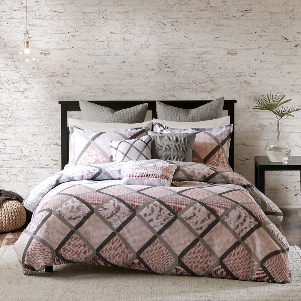 

Urban Habitat - Baldwin 5 Piece Cotton Comforter Set - Brick/Taupe - Full/Queen