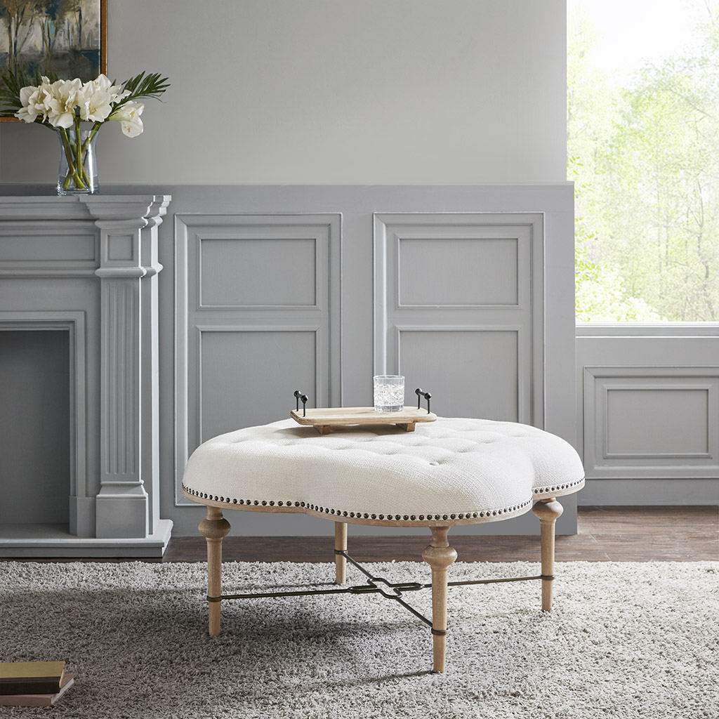 

Madison Park - Miranda Cocktail Ottoman - Ivory - See below