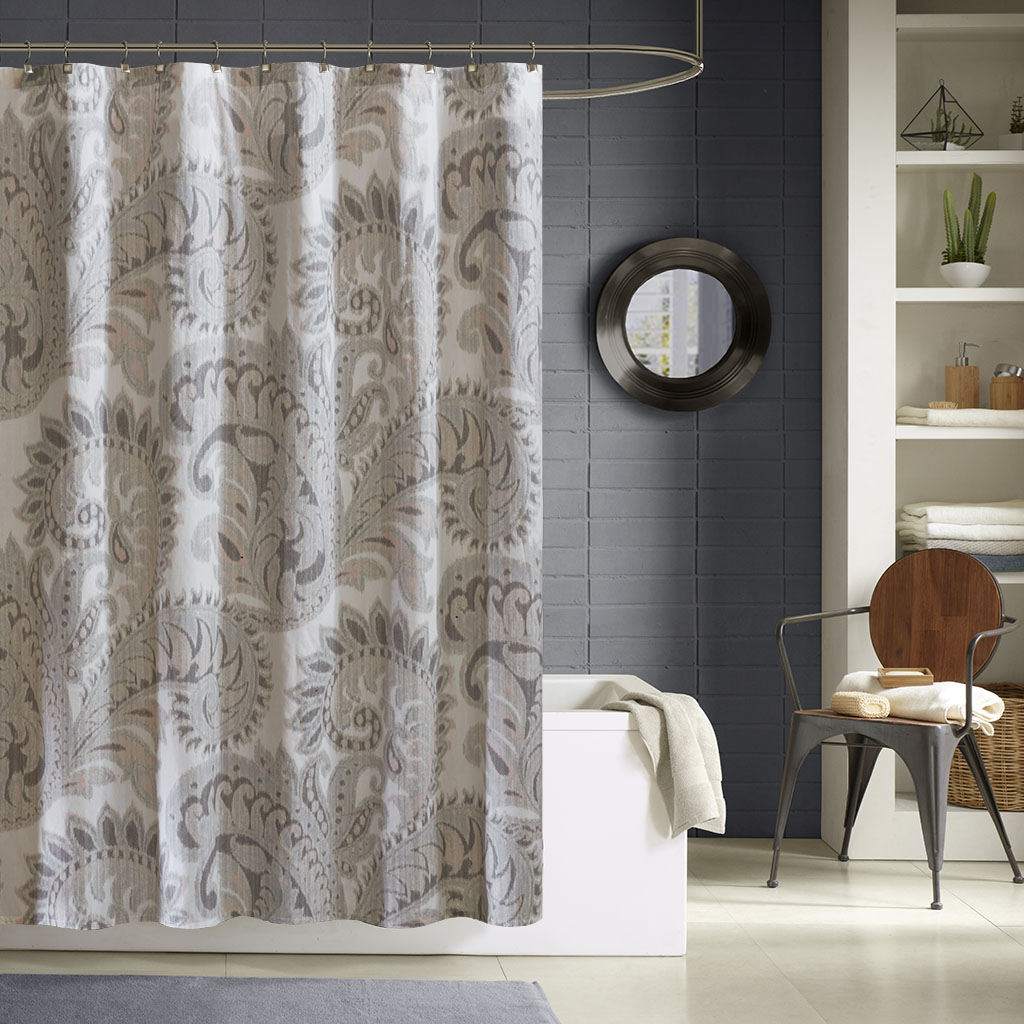 

INK+IVY - Mira 100% Cotton Printed Shower Curtain - Blush - 72x72