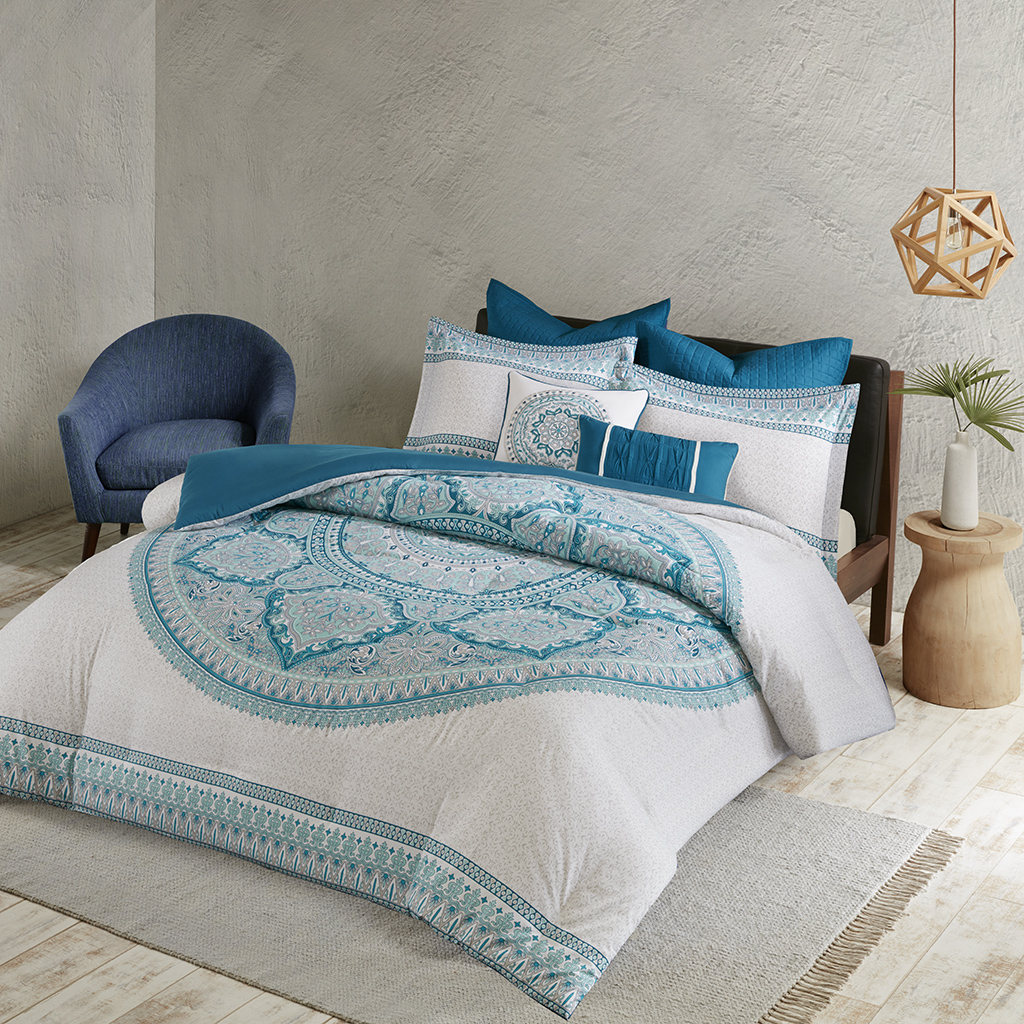 

Urban Habitat - Coletta 7 Piece Cotton Percale Duvet Cover Set - Aqua - Full/Queen