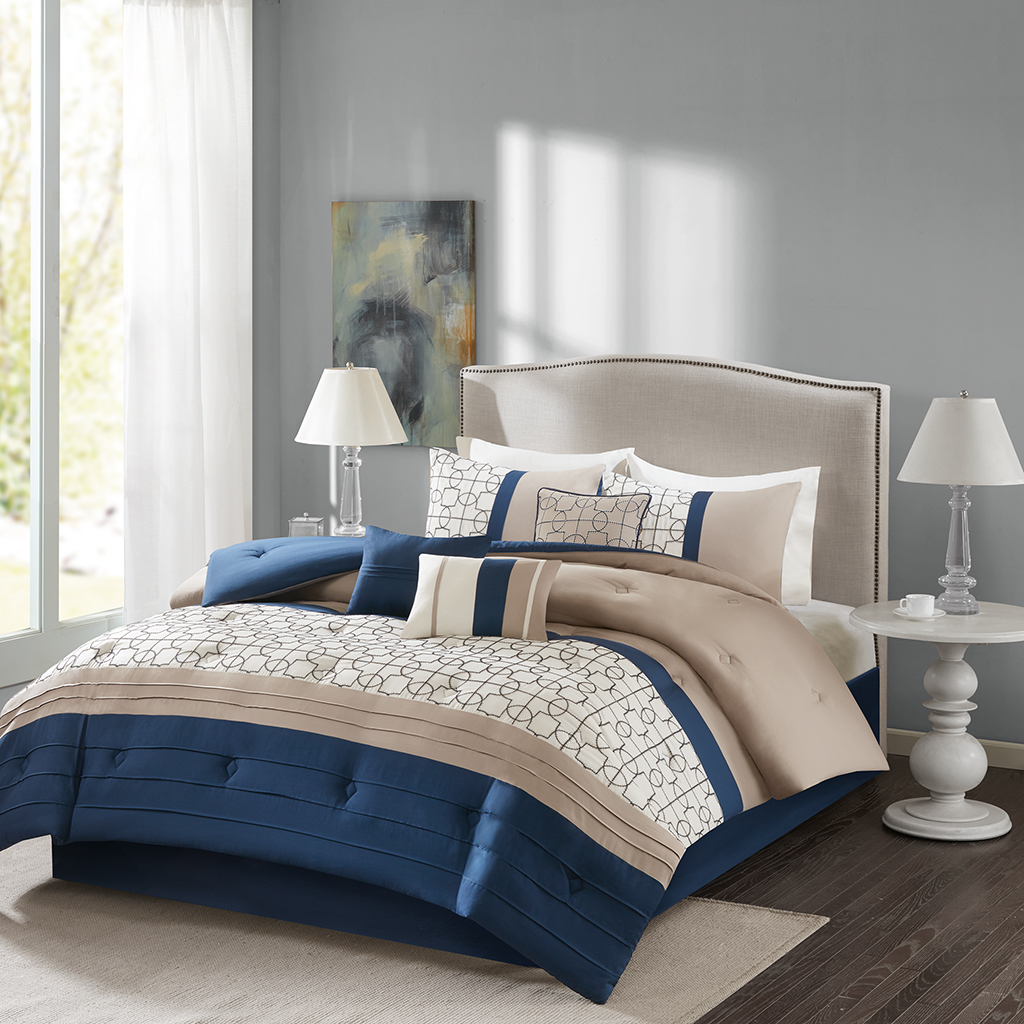 

Home Essence - Jackson 7 Piece Comforter set - Blue - Queen