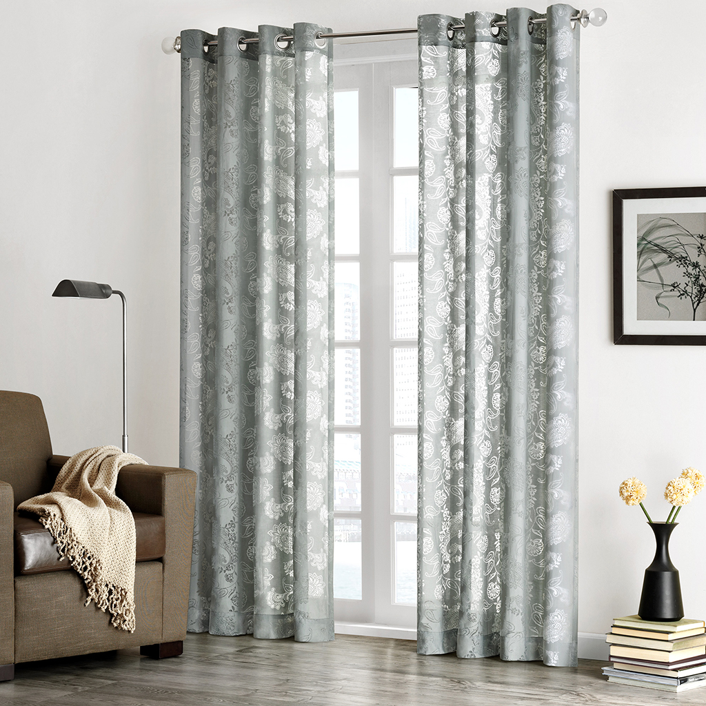 

Madison Park - Figaro Window Curtain - Grey - 84" Panel