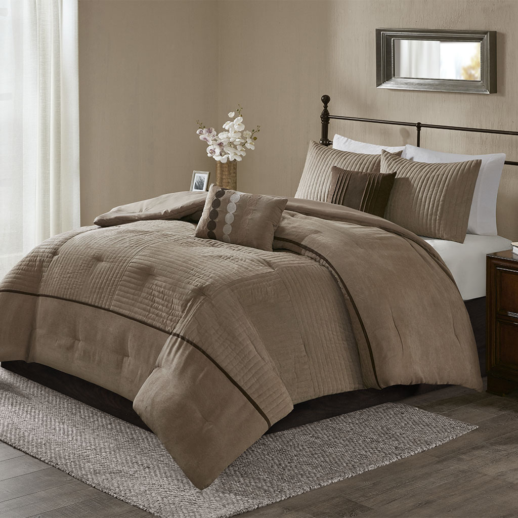

Home Essence - Trent 5 Piece Comforter Set - Taupe - Queen