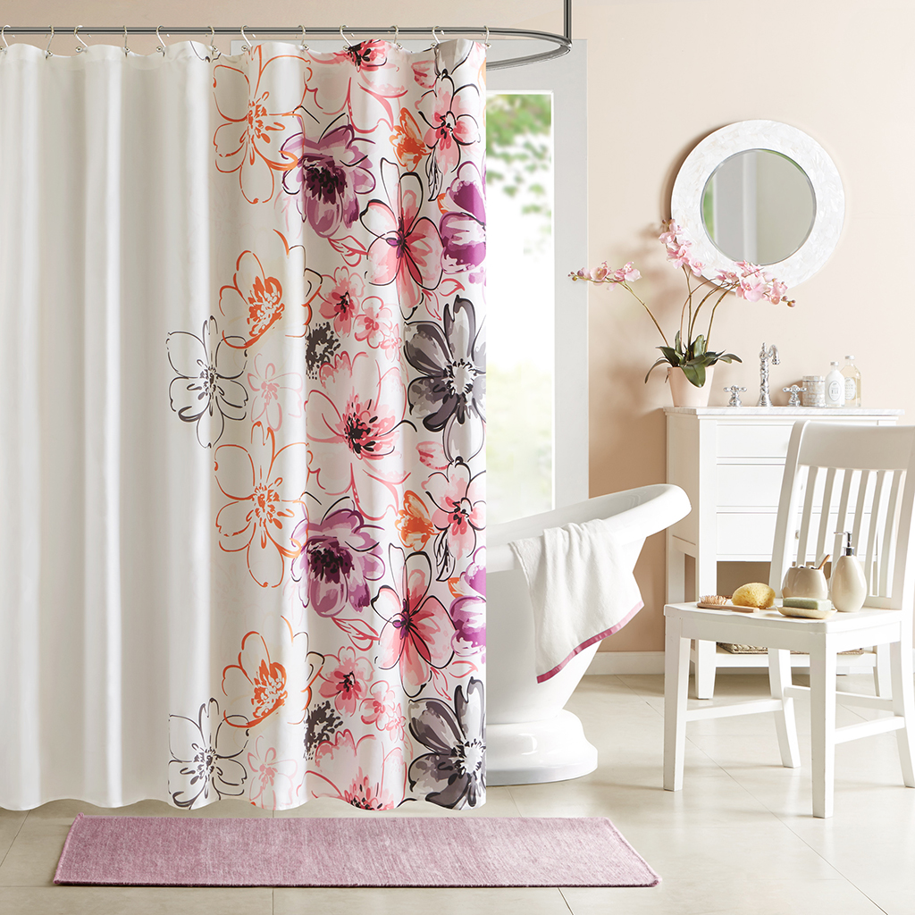 

Intelligent Design - Olivia Shower Curtain - Pink - 72x72
