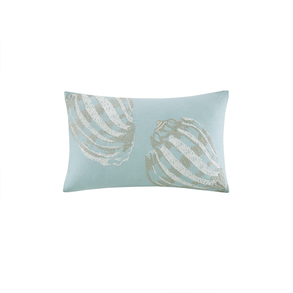 

Harbor House - Cannon Beach Embroidered Cotton Oblong Decorative Pillow - Aqua - 12x20''