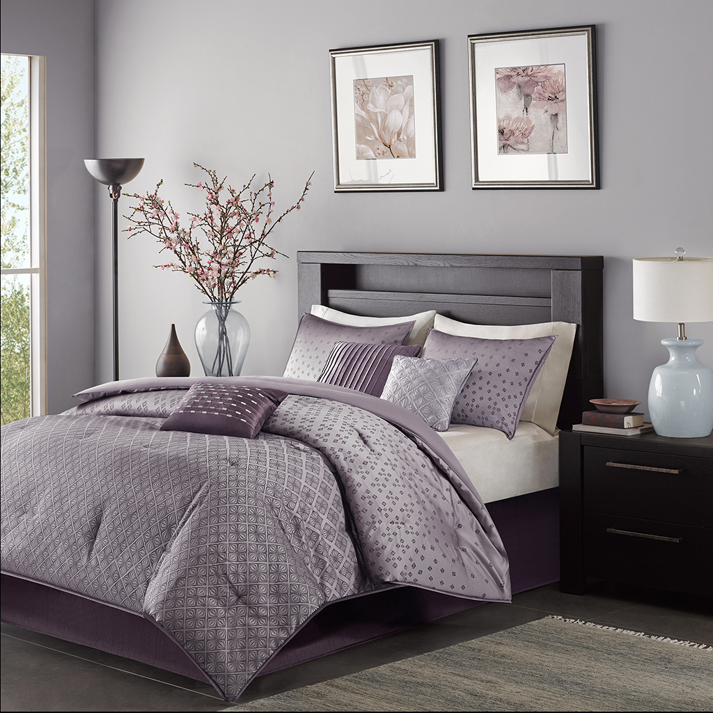 

Madison Park - Biloxi 7 Piece Comforter Set - Purple - King