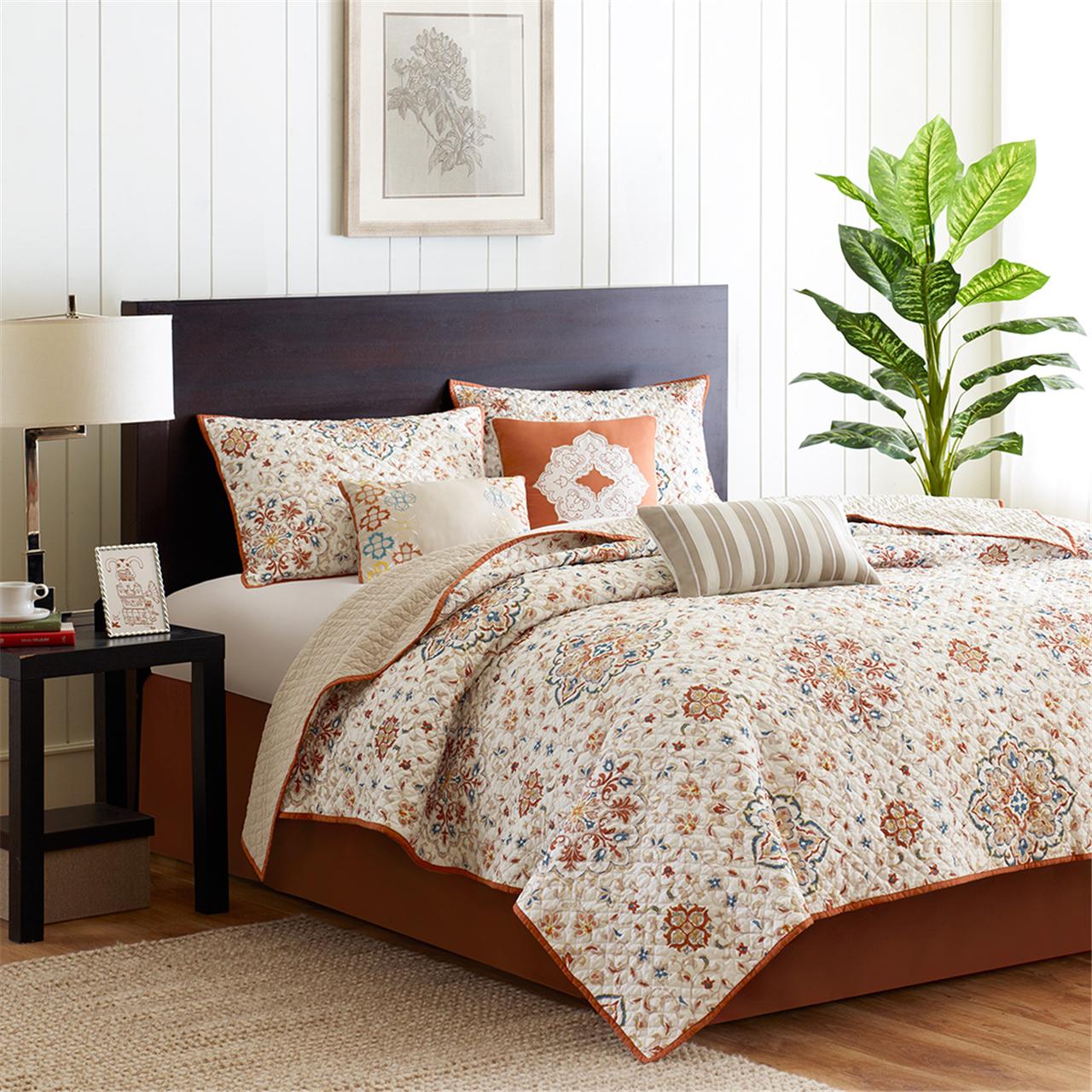 

Madison Park - Tissa 6 Piece Reversible Coverlet Set - Ivory - King